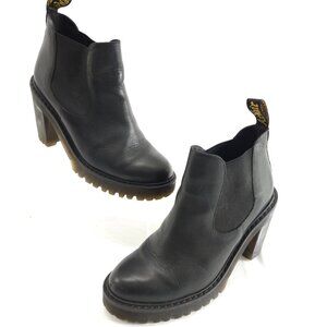 Dr. Martens Hurston Black Leather High Heeled Chelsea Boots Size 8 US EU39
